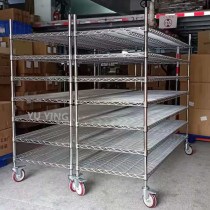 Warehouse rack chrome-plated wire mesh pulley mobile household rack adjustable metal anti-static material rack disassembly and assembly