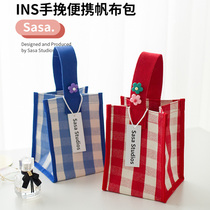 New Korea ins waterproof mini portable canvas bag Joker bag go out portable storage bag hand bag