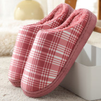 Cotton slippers Womens home autumn and winter thick bottom outside the indoor postpartum hair hair home warm soft bottom couple slippers
