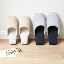 Spring and Autumn Japanese style simple simple elegant couple home slippers Four Seasons stripes indoor soft bottom silent home shoes