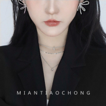 New 952 Silver Needle Lukewarm Wind Personality Brief Asymmetrical Butterfly Knot Zircons Trendy Elegant Woman Earthy Ear Clip