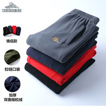 Autumn and winter fleece pants men and women outdoor thick loose Home Guard pants middle-aged sports pants fleece warm pants