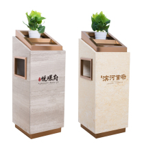 High-grade elevator entrance trash can with ashtray hotel lobby vertical marble stainless steel hotel lobby European style