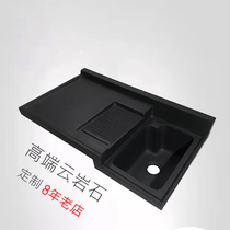 Black laundry pool balcony washing machine countertop custom cut angle high and low basin Laundry basin with washboard Laundry counter basin