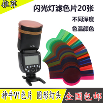Shenniu V1 flash color filter 20 color round lamp holder universal SLR camera roof hot shoe light accessories accessories