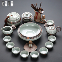 Gujia porcelain cousin kiln ice crack glaze kung fu tea set home office meeting guest ceramic simple tea cup
