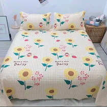 Live exclusive (Sunflower girl) Old rough cloth sheets Pastoral bedding Simple fashion pillowcase three-piece set
