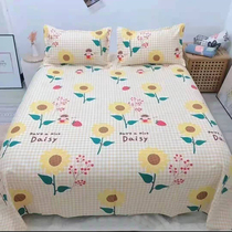Live exclusive (Sunflower girl) Old rough cloth sheets Pastoral bedding Simple fashion pillowcase three-piece set