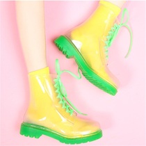 Transparent jelly rain shoes womens water shoes rain boots waterproof shoes high tube fashion short tube overshoes rubber shoes water boots women