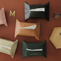 Car can hang waterproof tissue bag office home dining room hand-drawn tissue box Nordic thick leather style fashion