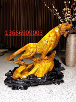 Jin Sinan wood carving small leaves of Jinshen Tiger ornaments Maitreya Buddha crafts Ebony animal figures Gloomy Wood root carving