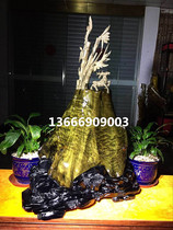 Gloomy golden nanmu flowers and birds all the way up the root carving cliff Cypress ornaments boutique office living room gift