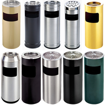 Round stainless steel side-throwing trash can staircase corridor vertical ash bucket hotel lobby Hong Kong-style fruit box