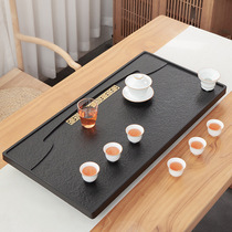 Natural black gold stone tea plate Household stone plate whole high-end light luxury living room size number tea table tea set
