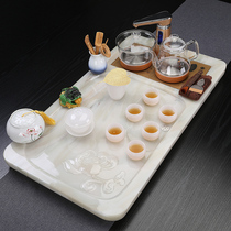 High-end luxury Kung Fu tea set household simple modern automatic one-piece anti-jade European-style stone tea tray