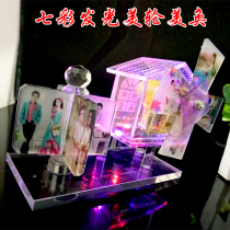 Good black crystal white billet creative birthday wedding gift customized crystal four-sided rotating music windmill ornaments