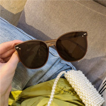 Ultra-fire frosted series polarized driving sunglasses female retro tea color square round face glasses Han version tide big frame sunglasses