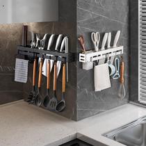 Kitchen wall-mounted rack multi-functional punch-free stainless steel hanging knife rack artifact chopsticks tube integrated storage rack
