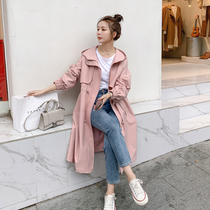 Pink windbreaker womens spring and Autumn 2021 new medium-long section small waist temperament goddess fan pop jacket