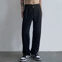 Lucah 2021 popular youth Korean style autumn delicate black solid color loose casual suit trousers men