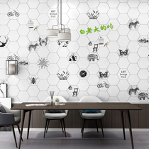 Black and white hexagonal tiles 200X230 animal plant diagram restaurant chain kitchen and bathroom wall tiles hexagonal tiles