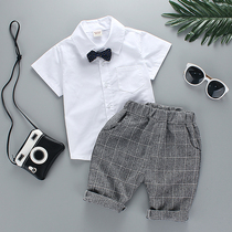 Childrens small suit suit suit boys three sets Korean version 2021 New Baby summer children wedding flower dress
