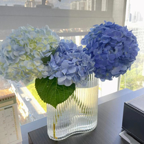 High-end moisturizing feel simulation hydrangea fake flowers living room vase flower arrangement soft decoration props dry flower bouquet