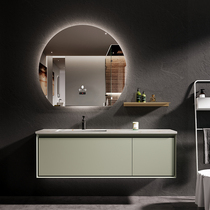 Designer custom rock board bathroom cabinet combination Modern light luxury bathroom sink intelligent induction washbasin cabinet