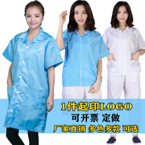Anti-static clothing short sleeve gown dust-proof clothing jacket summer thin mens and women Blue and White electronics factory work clothes