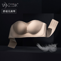 Finsteina strapless bra gathers non-slip non-steel rim brashem breathable thin seamless jelly underwear