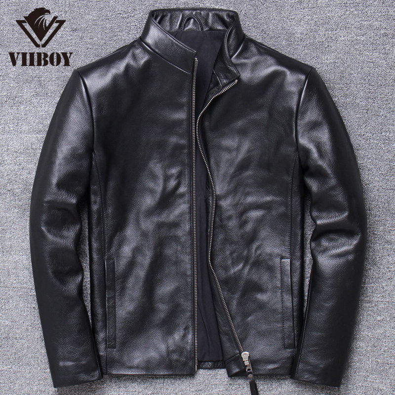 Special pick up leak clearance Korean version of the short slim head layer cowhide leather leather jacket jacket small fresh trend