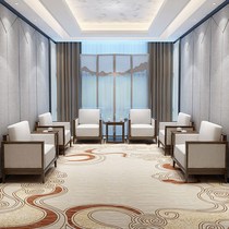 New Chinese office sofa coffee table combination reception area conference room solid wood leisure chair single sofa chair