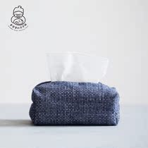 Hefeng cloth hand-woven coarse cotton linen tissue bag blue dyed fabric paper bag Japanese car tissue bag cover