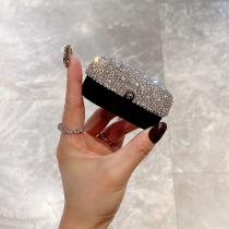High-grade velvet diamond-set clamshell proposal ring box Wedding ceremony exchange ring jewelry box Ring storage box tide