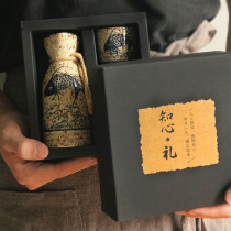 Japanese-style creative sake wine set Gift box Ceramic white wine glass Yellow wine Shochu pot set Japanese antique spirits