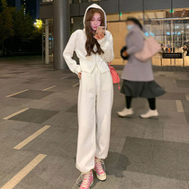 Casual Sports Suit Womens Spring Autumn Season 2022 New Fashion Foreign Air Blast Street Sweatshirt Broadlegged Pants Two Sets Of Damp