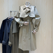 F3 autumn 2021 new thin popular design high-end sense of mid-length over-the-knee windbreaker jacket female 93066