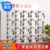 Custom manufacturer transparent acrylic mobile phone storage cabinet box with lock 6-door-100-door grid safe deposit box staff transparent