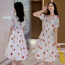 Pregnancy Woman Dress Foreign Trade Discount Store Mall Special Cabinet Withdrawal Cabinet Cut Mark Womens Clothing Tailstock Clear Cabin Net Red Broken Flowers Dress Surges