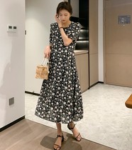 Pregnant womens foreign trade discount mall counter withdrawal cabinet cut mark Womens tail cargo clearance chiffon fashion floral dress