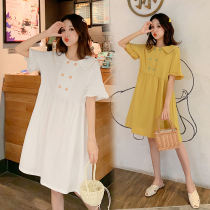 Pregnancy Woman Dress Foreign Trade Discount Mall Special Cabinet Withdrawal Cabinet Cut Mark Womens Clothing Tailstock Clear Cabin Pure Cotton Loose Large Code One-piece Dress