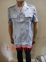 Male 87 summer empty blue short-sleeved shirt nostalgic dry four pockets back split old-fashioned yarn card mens shirt