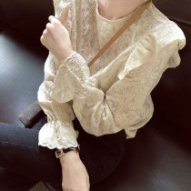 Sandro Moscoloni French Vintage Embroidered shirt autumn socialite style sweet lace bottoming top women