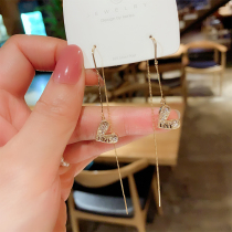  Earrings womens 2021 new trendy quality high-end sense of atmosphere net red the same light luxury tassel temperament long ear line