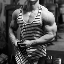 Muscle Fitness Vest Male Slim Hurdle Training I Stripe Sports base shirt Running Brothers Sleeveless T-shirt