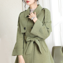 Double-sided cashmere coat womens short small man 2021 new autumn and winter Korean loose simple woolen coat