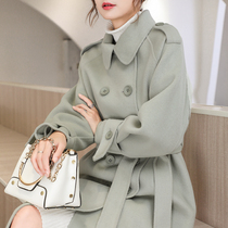 Anti-season double-sided cashmere coat womens long 2021 autumn and winter new knee straight high-end wool coat