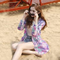 Tide brand 2021 summer new womens loose medium long camouflage beach sunscreen clothes fairy wind air conditioning shirt jacket