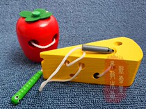 Mon Early Education Center Childrens Toys Big Little Words Eat Apples Worn Rope Strings of Bead Cheese Threading Aids