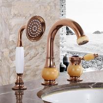 Shower bathtub shower valve rotating faucet split three-piece set mixed water Ming pull three-hole faucet